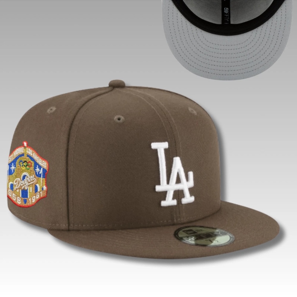 LA Dodgers 1958-61 New Era Fitted Hat Size 7 Brown MLB Club Exclusive Cap Rare